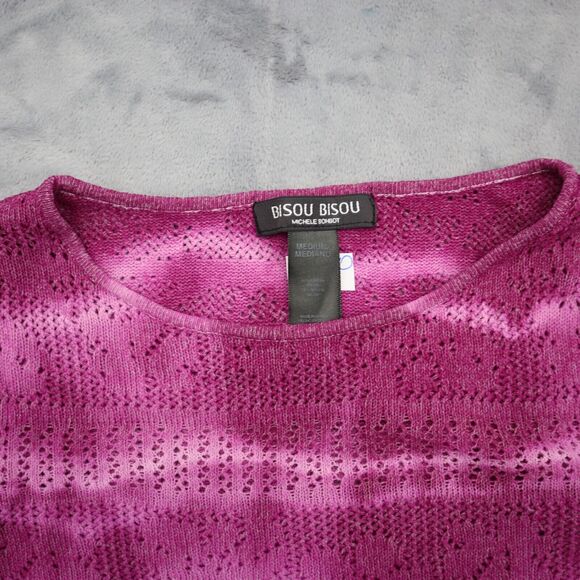 Bisou Bisou Sweater Womens M Purple Long Sleeve Round Neck Tight Knit Pullover - Picture 7 of 16